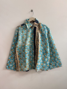 Vintage Recycle <b>Kantha</b> Handmade Baggy Oversized <b>Jacket</b> Unisex Shirt - Product Image 2