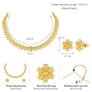 Gold Plated Alloy <b>Necklace</b> and Earring Set Flower Pattern Classic Wedding Jewelry Women's Fashion Jewelry Sets - Product Image 2
