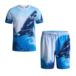 Conjunto de camiseta y pantalones cortos de camuflaje para hombre Ekin Impex, cuello redondo, secado rápido, poliéster y spandex, ropa informal de verano, conjunto de 2 piezas. - Product Image 1