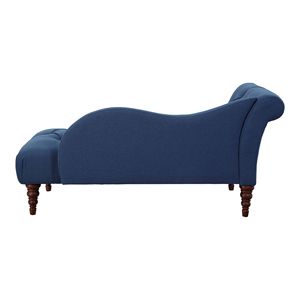 1 pezzo moderno blu tradizionale tappezzeria Chaise Lounge con bottone trapuntato dettaglio rifinitura Espresso gambe Comfort soggiorno mobili - Product Image 6