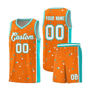 Ensemble de maillots de basket-ball orange personnalisés, col en V, sans manches, impression sublimée, polyester à séchage rapide, unisexe, adulte, toutes saisons - Product Image 4