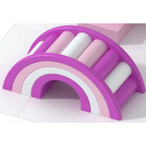 Juego de juegos infantiles de plástico morado y rosa para interiores con tobogán en espiral y túnel arcoíris para parques infantiles - Product Image 6