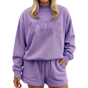 Ensemble 2 pièces décontracté pour femme, sweat-shirt molletonné à col montant côtelé et short, grande taille, qualité supérieure, avec logo personnalisé, pour l'hiver - Product Image 5