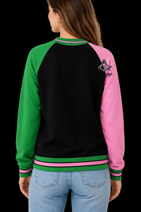 HMR Sweat-shirt à col rond imprimé Alpha Kapa pour femme, de haute qualité, pour l'automne, formel, épais, tricoté, respirant, vert rose - Product Image 5