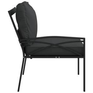 Ensemble de 2 chaises de jardin élégantes en acier thermolaqué noir et gris, canapés de jardin en polyester - Product Image 5