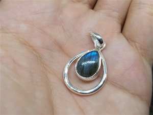 Colgante de Labradorita en Plata y Oro, Joyería de Piedra de Nacimiento, Regalo de Aniversario o Día de la Madre, Latón, Étnico, para Mujer, Calidad Premium - Product Image 5