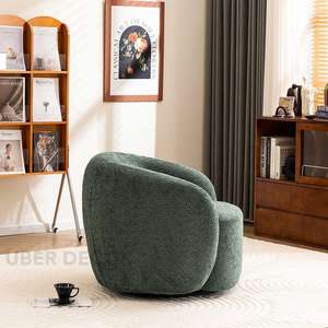 Velora Boucle Upholstered Accent <b>Chair</b> 360 Revolving <b>Swivel</b> with Low Back and Round Base for <b>Living</b> <b>Room</b> - Product Image 5