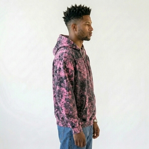 High Street Acid Wash <b>Men</b> <b>Pullover</b> Hoodie Marble Tie Dye Design Heavyweight Cotton Fleece Drop Shoulder Street Style Hoodie - Product Image 2