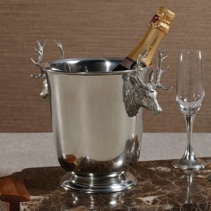 Ribbed Stainless Steel <b>Ice</b> <b>Bucket</b> Wine Chiller with Ring Handles for Bar Restaurant Wedding Party <b>Table</b> Buffet - Product Image 6