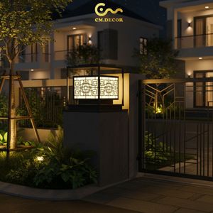 Modern Wave Pattern LED <b>Post</b> <b>Light</b> 17-inch Outdoor Villa Column Lamp, Rust-Proof Black Powder-Coated Steel, Warm White Glow IP65 - Product Image 3