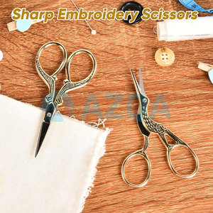 Ciseaux à broder en acier inoxydable doré en forme de cigogne, 3,6 pouces, avec lames fines et pointues pour la couture, la broderie et l'artisanat - Product Image 6