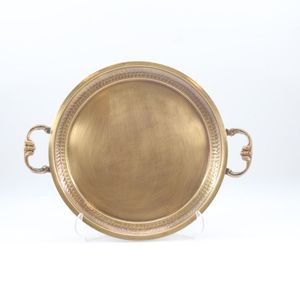Plateau de service en laiton, grand plateau décoratif en métal fait à la main pour servir du thé, du café, des collations, des fruits, pour la table à manger - Product Image 1