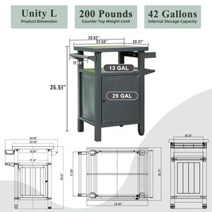 Carrello BBQ Portatile in Metallo Grigio Scuro con Ruote e Vano Portaoggetti, Tavolo in Metallo per Esterni, Ideale per Patio o Giardino - Product Image 6