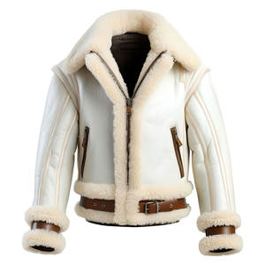 Mens White Genuine Sheepskin Sherpa Shearling Faux <b>Fur</b> <b>Lined</b> Aviator Flight Winter Warm Bomber Leather <b>Jacket</b> For Men - Product Image 3