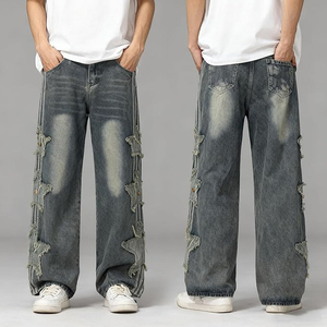 Men Korean Fashion Wide Leg Denim Jeans Oversized Loose Fit Baggy <b>Pants</b> Streetwear Clothing - Product Image 2