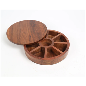 Wooden Spice Organizer <b>Box</b> with Leak Proof Design Dishwasher With 3 Compartments Glass Lid <b>Herb</b> Storage Container - Product Image 2