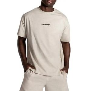 Conjunto de Pantalones Cortos y Camiseta de Manga Corta Oversize de Algodón Orgánico con Bordado de Logotipo Personalizado en el Pecho, Unisex, Estilo Urbano - Product Image 4