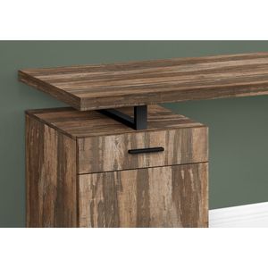 Scrivania per Computer Contemporanea da 48 Pollici per Ufficio Domestico con Cassetti di Stoccaggio Sinistro e Destro, Laminato Marrone e Metallo Nero - Product Image 3
