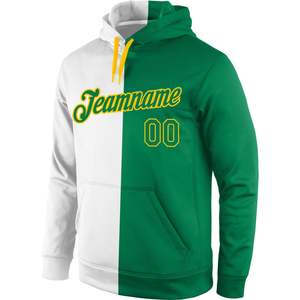 Sudadera Deportiva Personalizada con Costuras Blancas, Verde Kelly y Doradas, Sudadera con Nombre y Número del Equipo Personalizados para Hombre y Mujer - Product Image 2