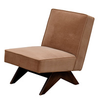 Fauteuil de salon de luxe sans accoudoirs, style Mid-Century Modern, en velours, avec pieds en bois massif en forme de V, écologique, pour chambre et villa