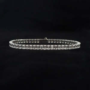 Brilliant Emerald Cut Moissanite Diamond Bracelet For Women Crafted From <b>Solid</b> 14k <b>Gold</b> Luxury & Elegant Jewelry For Women - Product Image 3
