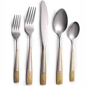 Juego de Cubiertos de Lujo en Oro, Acero Inoxidable 18/10, Juego de Cubiertos en Oro Mate, Elegante Juego de Vajilla para Bodas con Acabado Pulido Espejo - Product Image 4