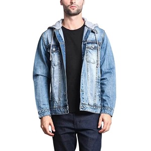Customizable Light Wash Hooded <b>Men</b> Denim Jacket Ripped <b>Jean</b> Coat with <b>Drawstring</b> Hood Top Quality Suppliers <b>Jean</b> Jackets for <b>Men</b> - Product Image 5