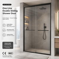 Cabine de douche en verre trempé sur mesure avec système de porte coulissante pour la séparation sec-humide dans la salle de bain