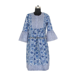 New Printed Fabric and New Pattern <b>Dress</b> India DHB031 Best Hand Block Print <b>Dress</b> Manufacturing - Product Image 5