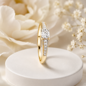 Anillo de Oro de 14K Premium con Diamante Solitario CZ para Mujer, Banda Pavé, Joyería de Compromiso Nupcial, Proveedor Mayorista - Product Image 3