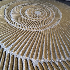 Tapis moderne rond beige à motif en spirale, tapis texturé doux, tapis tufté design, tapis contemporain pour salon, chambre à coucher, décoration - Product Image 2