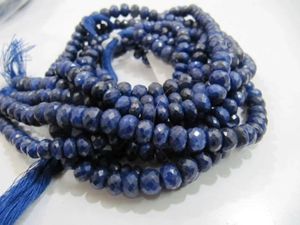 Cuentas facetadas de corindón zafiro azul natural de 6 mm sin tratar, se venden por hebra de 13 pulgadas. - Product Image 3