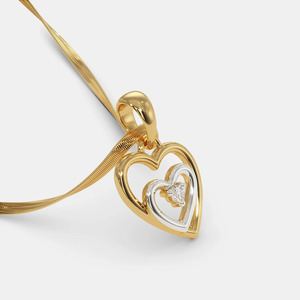 Collar con Colgante de Diamante Cultivado en Laboratorio de Dos Tonos y Doble Corazón - Product Image 5