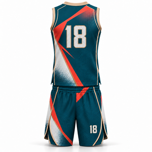 Conjunto de Camiseta y Pantalones Cortos de Baloncesto Personalizados, Uniforme de Baloncesto Sublimado, Cuello en V Cruzado, Ropa Deportiva para Equipos al por Mayor - Product Image 2