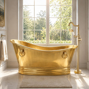 Bañera de latón con asas decorativas, bañera independiente de lujo para hoteles, resorts, spas, villas y baños de diseño. - Product Image 5
