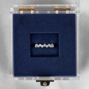 Moissanite Princess Cut Half Eternity Band <b>Ring</b> Original <b>925</b> <b>Silver</b> With Party Gift Fine Stackable Surprise Jewelry For Partners - Product Image 5