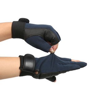 Half-Finger Insulated Non-Slip Fishing Gloves Black and <b>Navy</b> Pu Unisex Durable Outdoor Activities <b>Accessories</b> One Size - Product Image 2