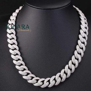 S925 Men's Gold Filled Moissanite <b>Statement</b> <b>Necklace</b> Pave Setting Round Brilliant Cut Hiphop Link Chain Jewelry - Product Image 4