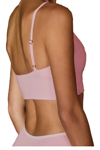 <b>Pink</b> Ribbed <b>Sports</b> Bra With Crisscross Straps Scoop Neck Medium Support Yoga <b>Top</b> Women Seamless Breathable Solid Design - Product Image 6