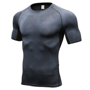 <b>Men</b> Slim Fit <b>Compression</b> <b>Shirts</b> Short Sleeves Eco-Friendly Breathable Spandex/Polyester Performance Fitness Apparel Quick Dry - Product Image 1