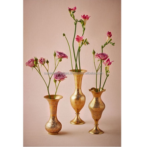 แจกันและกระถางดอกไม้โลหะทองเหลืองทรงกลมสไตล์โบราณสำหรับตกแต่งล็อบบี้ห้องนอนออฟฟิศ - Product Image 5