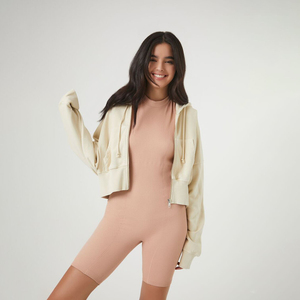 Sudadera con Capucha Oversize Personalizada de Alta Calidad para Mujer, con Bordado y Estampado, Cierre de Cremallera, 100% Algodón, Estilo Crop - Product Image 1