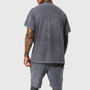 ชุดเซ็ตเสื้อยืดแขนสั้นและกางเกงวอร์มผ้าเทอร์รี่ ระบายอากาศได้ดี แห้งเร็ว สไตล์ลำลอง สำหรับผู้ชายไซส์ใหญ่  ขายดีประจำฤดูร้อน  รับสกรีนโลโก้ได้ - Product Image 4