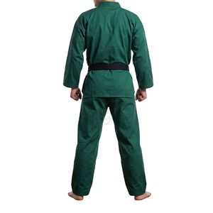 Ensemble d'uniformes de karaté vert foncé respirant pour arts martiaux, tenue d'entraînement renforcée en toile, ensembles de vêtements de performance - Product Image 2