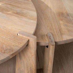 Vandana Golden Style <b>round</b> coffee <b>tables</b> in natural mango wood Loopie - Product Image 4