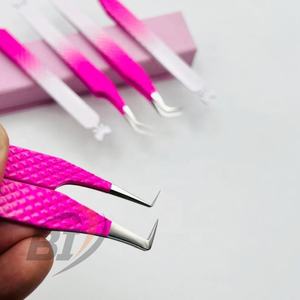 Pince à épiler d'extension de cils en acier inoxydable rose blanc Logo d'impression personnalisé de haute qualité testé à la main Beautivia International - Product Image 2