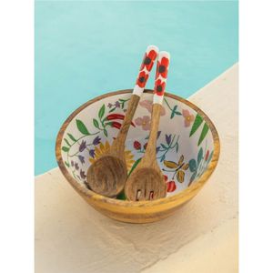 Handcrafted Mango Wood Salad Serving <b>Bowl</b> with Blue Enamel Floral Inlay <b>Large</b> Decorative Wooden <b>Bowl</b> for Fruit and Snacks <b>Bowls</b> - Product Image 6