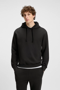 Sweat-shirt à capuche noir pour homme, manches longues, couleur unie, décontracté, avec poches latérales, coupe classique, poids moyen, 100% coton, automne - Product Image 4
