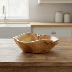Bol en bois rustique, grand bol en bois de 6 à 7,5 pouces, idéal pour la décoration et le rangement des fruits, cadeau parfait pour un nouvel emménagement - Product Image 5