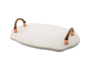 Bandeja de mármol de diseño elegante, bandejas decorativas, bandeja de piedra, bandeja para servir, bandeja de mármol con asa metálica, a un precio muy atractivo. - Product Image 1